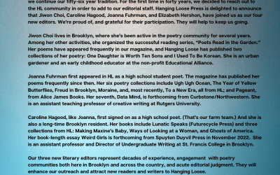 An Announcement: Additions to the Editorial Staff